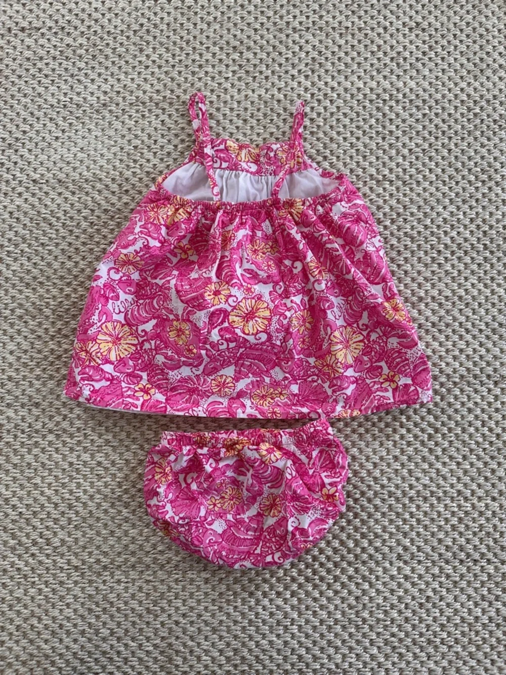 Lily Pulitzer Baby Pink Floral Tank Dress & Bloomers Set